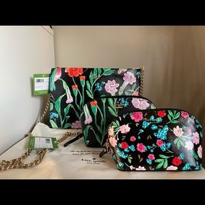 3 Piece Floral Kate Spade Clutch & Makeup bag set